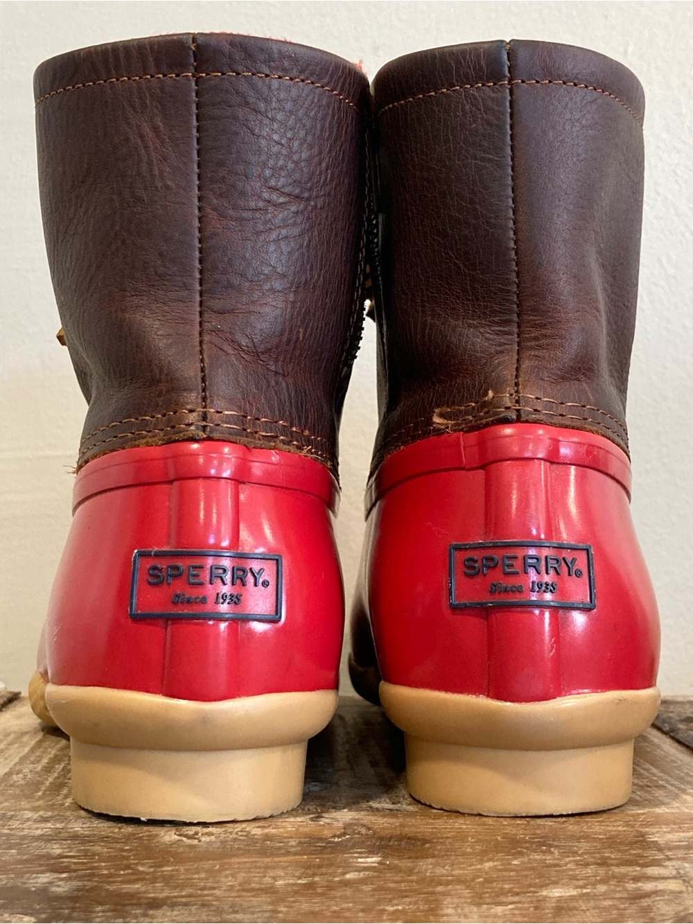 Sperry Womens Red Saltwater Waterproof Rubber Boots Sz 7 Duck Boots Mud Chore - Picture 4 of 16